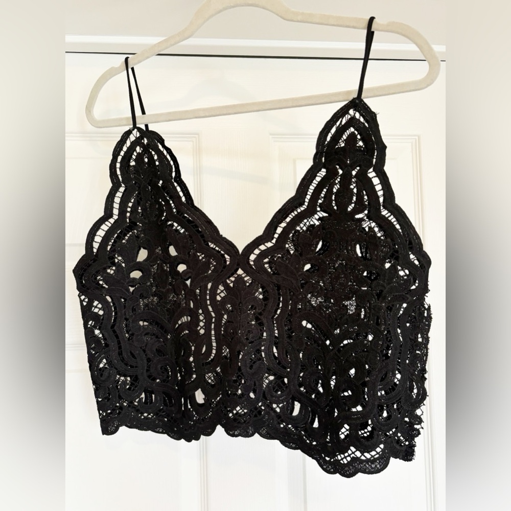NWOT Crochet Cover Up Top in Black One Size (S/M)